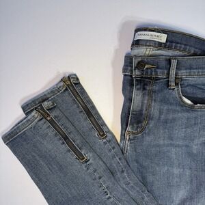 Banana Republic Premium Denim Skinny Ankle Jeans Blue Distressed Ankle Zip 28